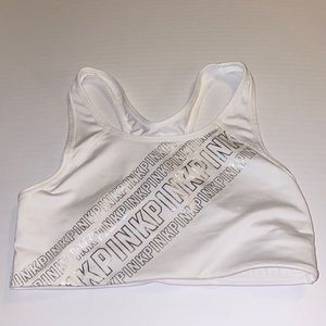 PINK Victoria’s Secret White & Silver Sports Bra